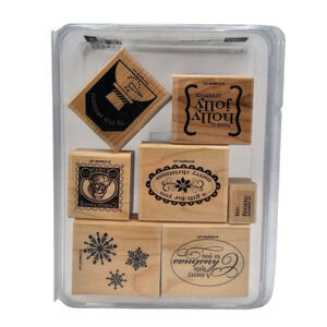 Stampin Up Wood Mount Rubber Stamp Set Crafting Christmas Punch